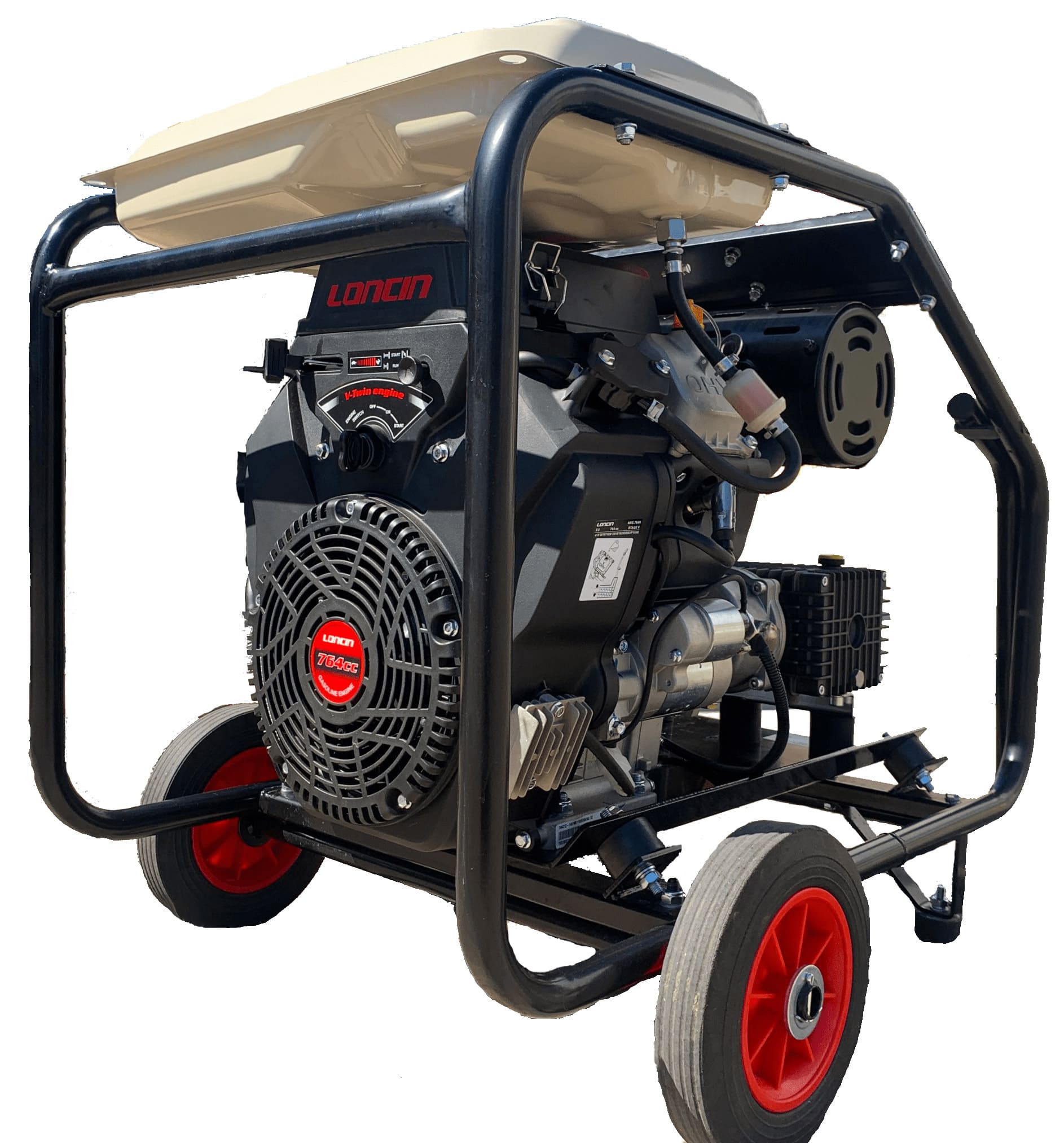 Maxflow Industrial Twin Cylinder Pressure Washer Loncin LC2V80FD 1 41 LPM Interpump Trolley Frame Electric Start